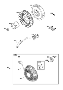 Flywheel, Ignition, And Starter Group Diagram and Parts List for 19T132-0002-H5 100000 - 19Z999 Briggs and Stratton Engine